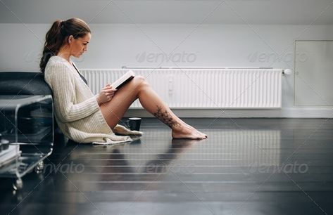 Pretty lady on floor at home reading a novel by jacoblund. Side view of young woman relaxing on floor reading book. Pretty young lady sitting on floor at home reading a novel.#home, #reading, #jacoblund, #Pretty Sitting Pose Reference, Sitting On Floor, Home Reading, Woman Relaxing, Funny Poses, Live Model, Reading At Home, Sitting Poses, Standing Poses