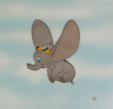 Animation Collection: Original Production Cel of Dumbo the Flying Elephant from "Dumbo," 1941 Dumbo 1941, The Great Mouse Detective, Shadow Painting, Dumbo The Flying Elephant, Character Drawings, Flying Elephant, Elephant Illustration, Brush Background, Sketching Ideas