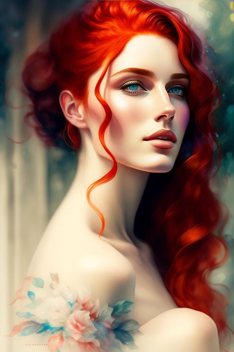 Character With Red Hair, Painting Front Door, Beautiful Character Design, Front Room Ideas, Profile Female, Cinematic Portrait, Front Profile, Tips For Painting, Beautiful Character