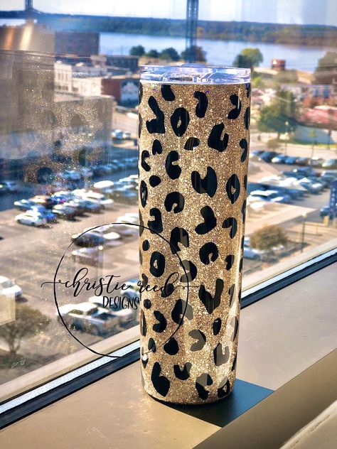 Cheetah Print Tumbler Cups, Gold Glitter Tumbler Ideas, Glitter Tumbler Ideas, Animal Print Tumbler, Cheetah Print Tumbler, Leopard Glitter Tumbler, Leopard Print Tumbler, Tumbler Leopard, Leopard Tumbler