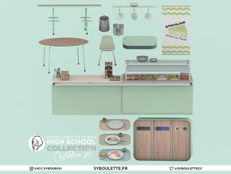 The Sims Resource - Patreon release - High school Cafeteria set part 2 Syboulette Sims 4 Cc, Sims 4 School, Sims 4 High School, High School Cafeteria, Lotes The Sims 4, School Cafeteria, Casas The Sims 4, School Desks, High School Classroom