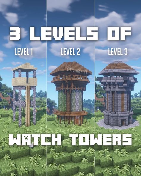 ❤ Comment your fave! . 3️⃣ levels of watch towers . 💥 PROFESSIONAL YOUTUBE THUMBNAILS: www.bit.ly/ysingthumbnails (link in bio) 💥 . 🌒 Shaders: BSL Shaders V7 . ➡️ Follow @ysingcraft for more Minecraft Inspiration and Build Tutorials . #minecraft #ageofempires #aoe #watchtower #guardtower #outpost #tower #mctower #minecrafttower #minecrafttowers #minecraftfollowers #minecraftplayer #minecraftman #minecraftcreative #minecraftcreation #minecraftcreations #minecraftuniverse #minecrafters #minecra Minecraft Watch Tower Ideas, Minecraft Outpost Tower, Minecraft Guard Tower, Minecraft Watchtower Ideas, Watchtower Minecraft, Minecraft Watch Tower, Minecraft Outpost, Minecraft Watchtower, Minecraft Underwater