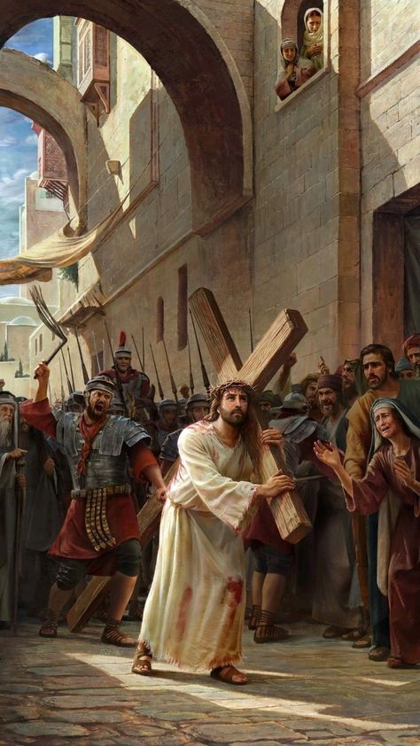 Jesus Carrying The Cross, Passion Of Christ Images, Carrying The Cross, Catholic Artwork, Jesus Christ Painting, Jesus Christ Artwork, Crucifixion Of Jesus, Jesus Praying, Jesus Photo