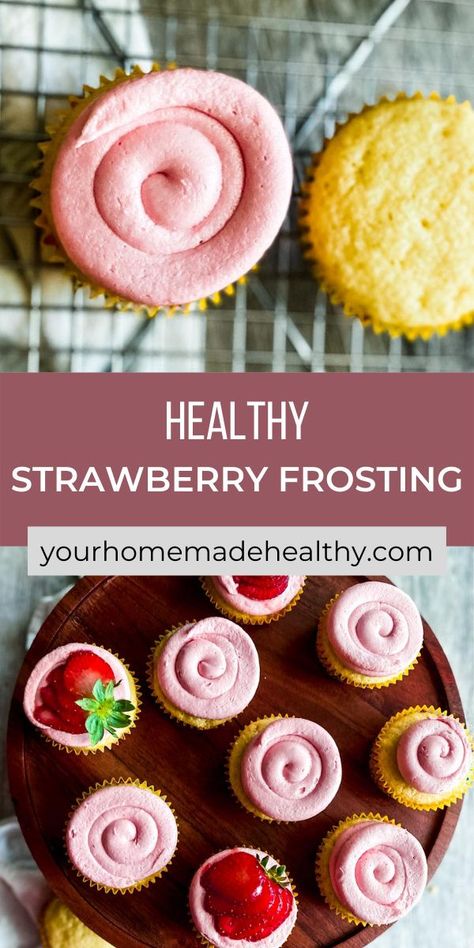 Whimsically pink, rich, fluffy, and creamy, this homemade strawberry buttercream frosting is incredibly yummy. With a few handfuls of fresh strawberries and less than 30 minutes, you can take lifeless butter and transform it into the best decadent topping in no time. This recipe is so easy, it gives plenty of details on how to make frosting from scratch. Your friends and family won’t believe you when you tell them no food dye was used in the making of this beautifully pink frosting! Dye Free Pink Frosting, Pink Frosting Recipe, Dye Free Frosting, Frosting From Scratch, Make Frosting, Fluffy Icing, How To Make Pink, Almond Cupcakes, Strawberry Buttercream Frosting