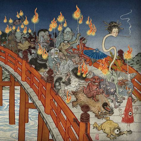 Yesterday I posted the reference and research materials for this #yokai image for @foliosociety #japanesetales book. And here is the final… Japanese Yokai, Japanese Myth, Yuko Shimizu, Folklore Art, Japanese Monster, Strange Tales, Japanese Mythology, Japanese Horror, Japanese Drawings