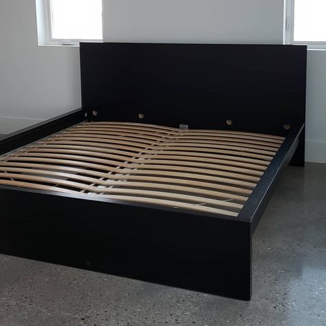 Shyla Thompson on Instagram: “Finally got the #ikea bed frame put together. Now for a rug to go under it. #blackbedframe #bedframe #kingbed” Ikea Bed Frame, Bed Frame Twin, Black Bed Frame, Black Bed, Ikea Bed, Built In Shelf, Twin Bed Frame, A Rug, Master Closet