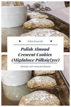 Almond shortbread cookies are perfect for Christmas! #christmascookie #polishcookie #polishchristmasrecipe #polishrecipe #almondcookie Almond Crescent Cookies Christmas, Polish Cookies, Russian Tea Cakes, Almond Crescent Cookies, Polish Recipe, Polish Foods, Slovak Recipes, Almond Shortbread, Crescent Cookies