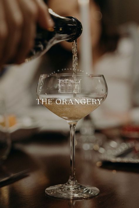 Luxury Branding Design elevated through bespoke logo creation for this Premium Champagne & Wine Bar. With the use of carefully selected fonts, typography combinations, elegant brand photography and hand crafted illustrations; The Orangery's brand identity was established.