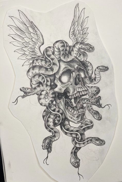 Board by illson – 127 pins Skull Medusa Tattoo, Medusa Skull Tattoo, Flash Tats, Skull Snake, Tattoo For Son, Infinity Tattoos, Medusa Tattoo, Black Tattoo, Book Tattoo