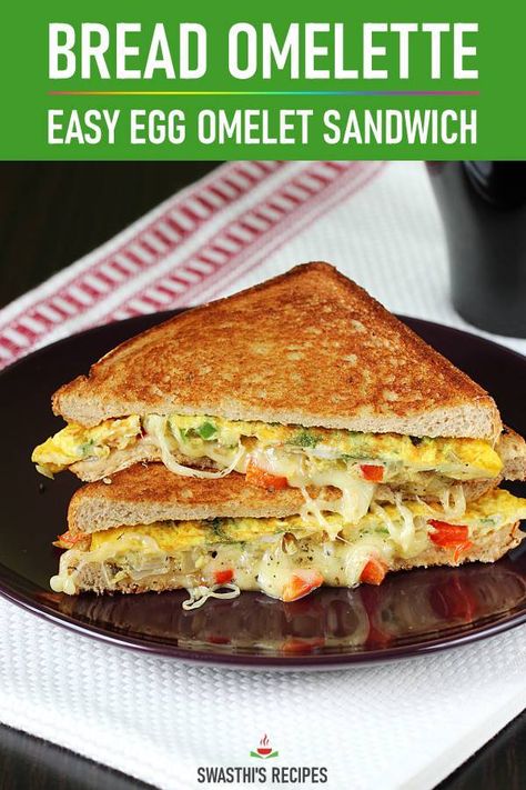 Bread omelette sandwich is a quick and easy to make street food breakfast from India. Made with basic ingredients like eggs, bread, onions, herbs and spices. #breakfast #snack #eggs #sandwich #indianfood #breadomelet Egg Omelette Sandwich, Egg Sandwich Dinner, Toast Ideas For Breakfast, Omlet Sandwich Recipes, Indian Egg Sandwich, Bread With Eggs Recipe, Bread Egg Recipes Breakfast, Bread And Egg Breakfast, Omlet Sandwich