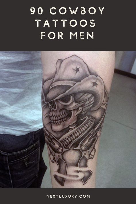 Cowboy Art Tattoo, Tough Guy Tattoos, Cowboy Sleeve Tattoo For Men, Western Style Tattoos Men, Western Tattoos For Men Sleeve, Cowboy Western Tattoos For Men, Southern Tattoos Men, Outlaw Tattoos For Men, Western Tattoos Men