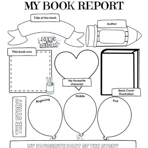 Book Review Template KS2 - Great Reading & Writing Activity for kids Reading Scrapbook, Merry Poppins, Creative Book Report, Ks1 Classroom, Read To Someone, Fun Reading Activities, Novel Activities, Projects School, Book Review Journal