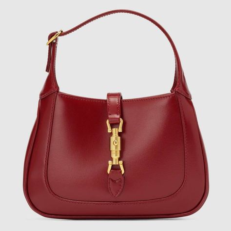 Jackie 1961 Mini Hobo Bag In Red Leather | GUCCI® US Tas Gucci, Gucci Mini Bag, Mini Hobo Bag, Gucci Mini, Fall Handbags, News Flash, Purple Leather, Mini Shoulder Bag, Tote Bag Design