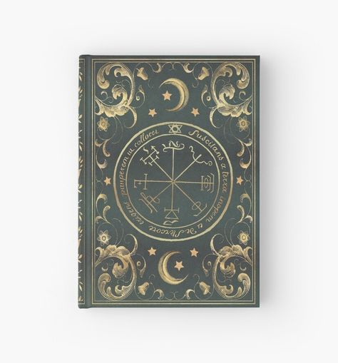 Seal magic grimoire book cover design featuring a blue green fairytale design with a seal, moon and stars in the "old style". You can use it as a grimoire to take notes of your spells or as a diary or sketchbook for writing, drawing and painting inside. #redbubble #redbubbleartists #notebook #magic #seal #grimoire #witch #witchcraft #samhain #runes #magical #fantasy #moon #stars #books #journal #diary Magic Grimoire, Indesign Tutorials, White Magic Spells, Real Love Spells, Grimoire Book, Spell Designs, Magical Book, Love Spell That Work, Magic Symbols