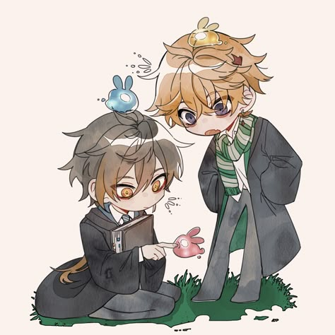 Zhongli Fanart, Harry Potter Au, Harry Potter Crossover, Au Ideas, Chibi Characters, I Love Dogs, Game Character, Cute Icons, Genshin Impact