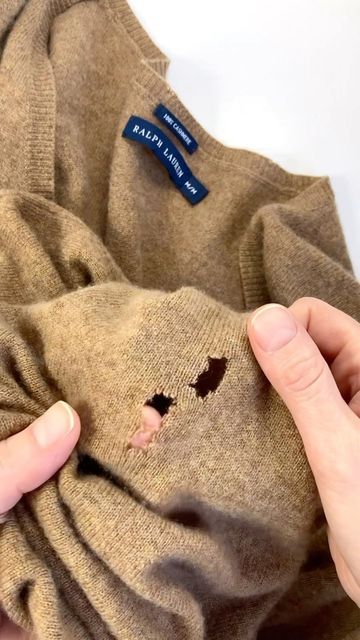 Alexandra on Instagram: "This hole was a bit daunting... but I got there in the end, phew! (Repair for customer Alexandra, via @the.seam.uk) • • • #clothesrepair #clothingrepairs #lovedclotheslast #repairdontreplace #mending #secondhandfirst #cashmere #mending" Fix Hole In Cashmere Sweater, How To Repair Hole In Cashmere Sweater, Knit Repair, Mending Knitwear, Repair Hole In Sweater, Repair Sweater Holes, Mending A Hole In Fabric, Visible Mending Stitches, Ripped Sweater