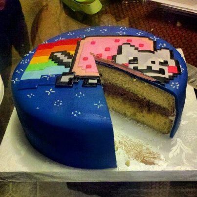 Nyan Cat Cake Emo Cake, Silly Cakes, Cute Baking, Nyan Cat, Cat Cake, Pretty Birthday Cakes, Scene Kids, Just Cakes, Cute Desserts