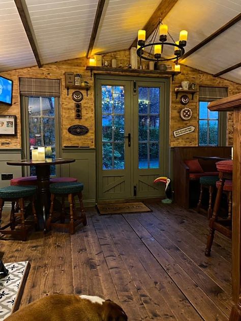 Garden Pub Shed, Backyard Shed Bar Ideas, Shed Pub, Home Pub Ideas, Shed Bar Ideas, Backyard Pub, Party Shed, Garden Bar Shed, Garden Pub