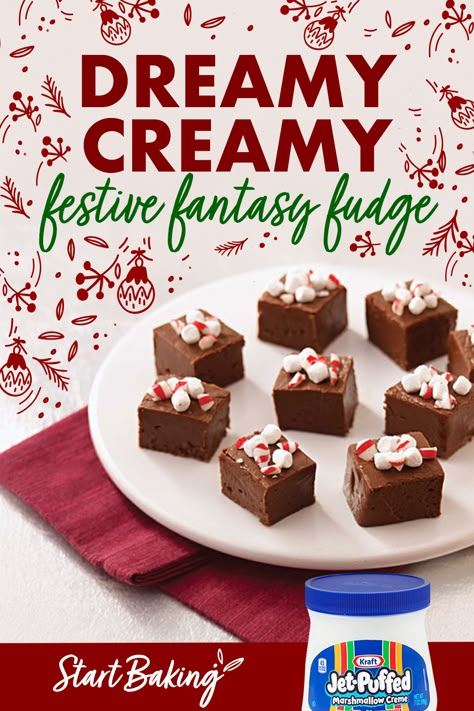 Delight holiday guests with easy-to-make Festive Fantasy Fudge made with JET-PUFFED Marshmallow Creme. Tape the Pin to get the recipe and start baking. Jet Puffed Marshmallow Creme Recipes Fantasy Fudge, Jettpuffedmarshmallows Fantasy Fudge, Jet Puffed Fantasy Fudge Recipe Original, Jetpuffedmarshmellows Recipes, Jetpuffedmarshmellows Fantasy Fudge, Jet Puffed Marshmallow Fudge, Jetpuffedmarshmallowsfudge Recipe, Jet Puffed Fudge Recipe, Jet Puffed Marshmallow Creme Recipes