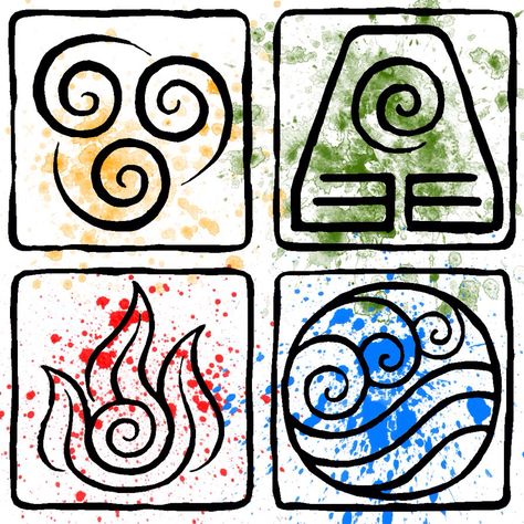 Air, earth, fire, water Earth Element Symbol, Element Spirit, Elemental Symbols, Avatar Tattoo, Elements Tattoo, 4 Element, Element Symbols, 4 Elements, 5 Elements