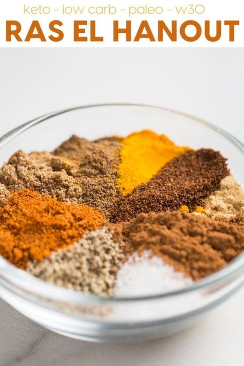 Ras El Hanout Moroccan Spice mix is a wonderful North African spice mix you can add to chicken, lamb, and more! #spices #condiments #keto #lowcarb #paleo #whole30 Ras Al Hanout Recipes, Rad El Hanout, Ras Al Hanout, Moroccan Spice Blend, Moroccan Recipes, African Spices, Homemade Spice Mix, Moroccan Dishes, Tagine Recipes