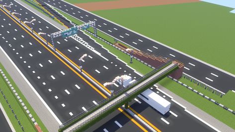 American Highway Expressway Design Minecraft Project Minecraft City Roads Design, Minecraft Bus Stop, Minecraft Highway, Minecraft City Road, Minecraft Roads Design, Minecraft Roads, Minecraft Suburban House, City Minecraft, Minecraft Car