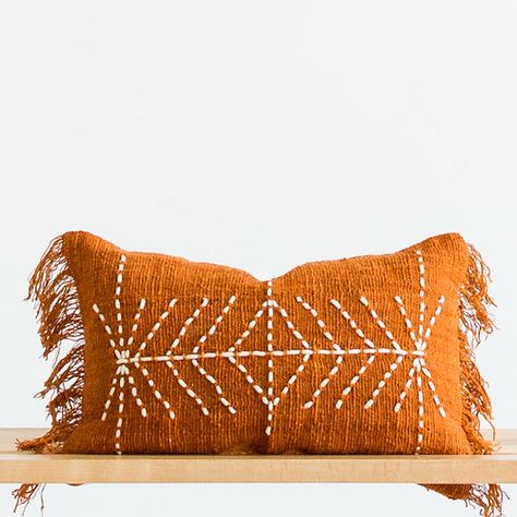 Throw Pillows And Blankets, Rust Throw Pillows, Boho Pillow Covers, Pillows And Blankets, Desert House, Cultural Crafts, Boho Throws, Long Lumbar Pillow, Green Room