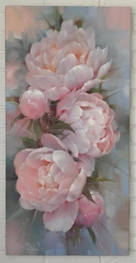 Pioni Flowers, Painting Ideas 2023, Fleurs Art Nouveau, Canvas Art Ideas, Peony Drawing, Art And Painting, Fabric Painting Techniques, Acrylic Painting Ideas, 2023 Art