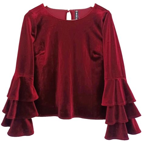 Velvet Goth Blouse Fairy Bell Sleeve Red Top Design Lab for Lord & Taylor Sml P Frill Top Design, Fall Solid Color Bell Sleeve Blouse, Fairy Blouse, Goth Blouse, Feminine Ruffled Bell Sleeve Blouse, Feminine Bell Sleeve Tops With Ruffles, Wine Blouse, 90s Bell Sleeve Top, Red Bell Sleeve Top