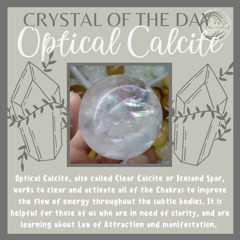 Calcite Meaning, Witchy Crystals, Crystal Identification, Crystal Tips, Optical Calcite, Crystal Magick, Crystal Witch, Crystal Healing Chart, Crystal Work