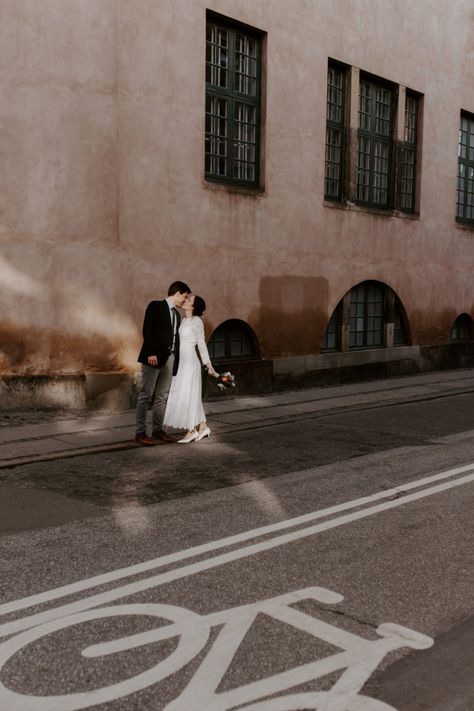 Elopement Aesthetic City, Wedding Street Photography, Old City Wedding Photos, Copenhagen City Hall Wedding, Copenhagen Wedding Elopements, Elopement Photography Downtown, Los Angeles Temple, Copenhagen Wedding, Urban Wedding Photography