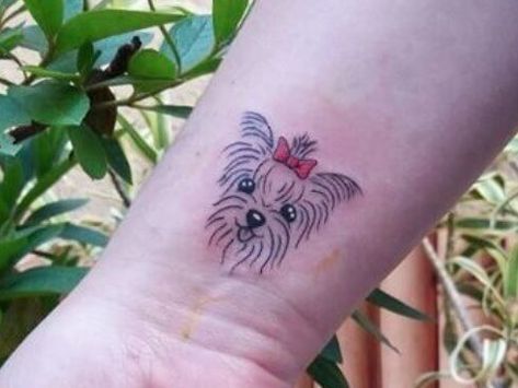 Yorkshire Terrier Tattoo, Yorkie Tattoo, Tattoo Lotus Flower, Terrier Tattoo, Tattoo Lotus, Pawprint Tattoo, Memorial Tattoos, Little Tattoos, Dog Tattoos