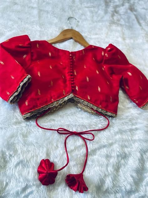 alia bhatt inspired blouse design pattern with the beautiful latkan .. #diy #blouse Plain White Blouse Designs, Alia Blouse Design, Plain Red Blouse Design, Alia Bhatt Blouse Designs, Red Blouse Designs Patterns, Latkan Designs For Blouse, Blouse Back Neck Designs Traditional, Red Blouse Designs, Blouse Latkan Designs