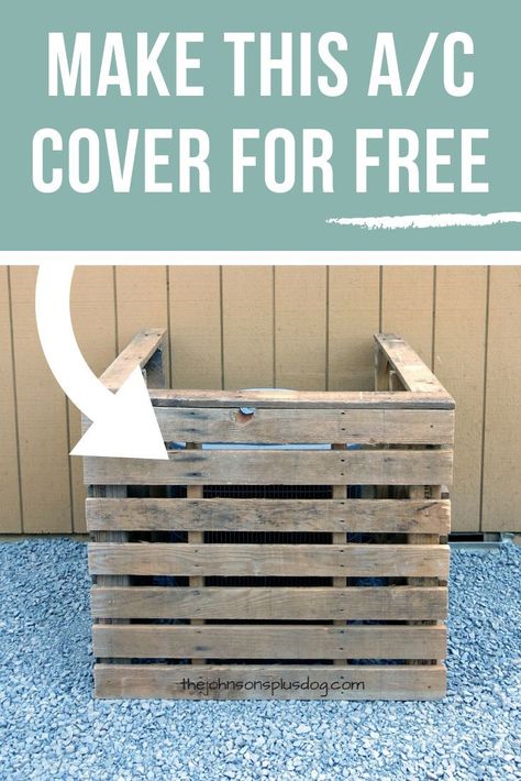 Hide Ac Units, Air Conditioner Cover Outdoor, Ac Unit Cover, Ac Cover, Easy Patio, Air Conditioner Cover, Wood Projects For Beginners, Pallet Decor, Diy Outdoor Decor