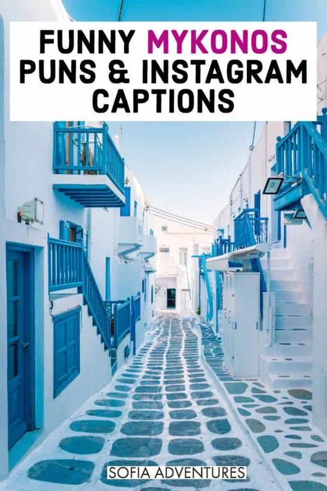 Planning to travel Mykonos and want some hilarious Mykonos puns you can quote? Here are some funny Mykonos Instagram captions and puns, perfect for photos of Greek food, windmill photos, beaches, buildings, sea, and more! Greek Food Quotes, Greek Captions Instagram, Windmill Photos, Greece Packing List, Vacation Captions, Athens Hotel, Trip To Greece, Greece Itinerary, Balkans Travel