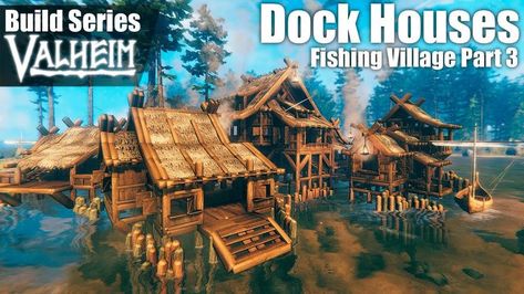 Valheim Fishing Dock, Valheim Dock, Valheim Builds, Dock House, Fishing Dock, Base Building, Fishing Villages, Fishing, Fish