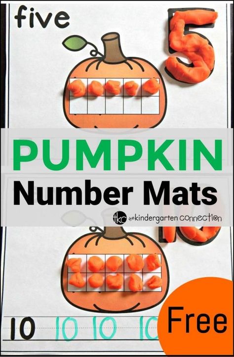 Have fun this fall practicing counting and number recognition with these FREE pumpkin number mats! Playdough Number Mats, Pumpkins Preschool, Pumpkins Kindergarten, Math Preschool, Pumpkin Math, Pumpkin Unit, Planning School, Number Formation, Halloween Kindergarten