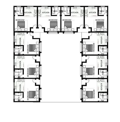 Appartment Buildings Floor Plans, Small Hotel Floor Plan, Small Apartment Building Design, Hotel Room Design Plan, Residential Building Plan, Shape House, Small House Blueprints, Building Design Plan, Hotel Floor Plan