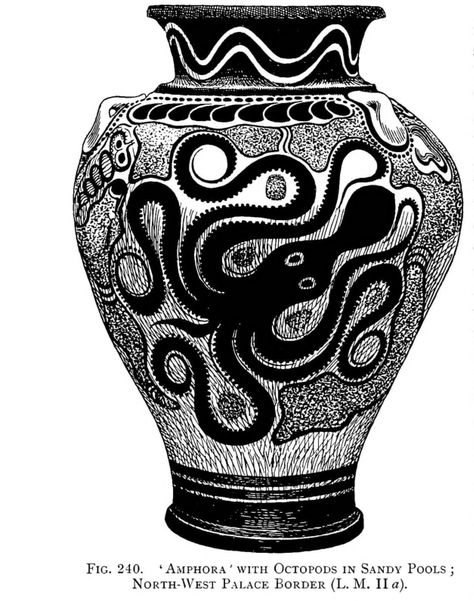 Ancient Greek Art Pottery, Greek Vase Drawing, Minoan Pottery, Minoan Art, Ancient Greek Pottery, Ancient Tattoo, Antique Glass Bottles, Greek Pottery, Ancient Greek Art