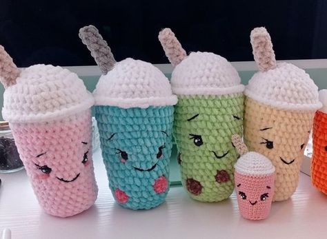 Bubble Tea Plushie Crochet Pattern Crochet toys ideas #crochettoysideas #crochet #crochettoy #crochetpattern #crochetpatterns 2.702 Crochet Bubble Tea, Cotton Yarn Crochet Patterns, Basic Amigurumi, Plushie Crochet Pattern, Bubble Tee, Fil Chenille, Pattern For Crochet, Plushie Crochet, Crochet Mignon