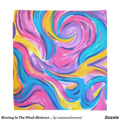 Blowing In The Wind-Girly Bandana with Hand Painted Abstract Art Brushstrokes in Bold Pink, Purple, Blue and Yellow Purple Room, Best Graffiti, 6th Grade Art, Blowing In The Wind, Start Painting, Abstract Art Poster, Hippie Painting, Canvas Drawings, Ceramics Ideas