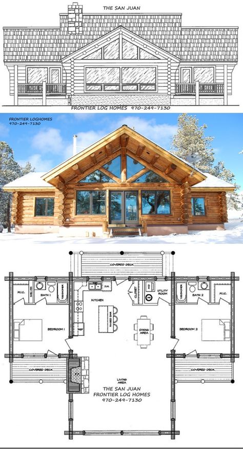 Four Bedroom Cabin Floor Plans, Log Home House Plans, Log Ranch Style Homes, Small Cabin Home Plans, Log Cabin Design Ideas, Small Home In The Woods, Log Home Plans Open Floor, Log Cabin Layout Floor Plans, Cabin Blueprints Layout Floor Plans