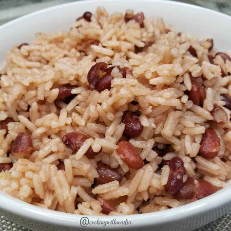 Jamaican Rice & Peas Rice And Peas Jamaican, Jerk Recipe, Jamaican Rice, Rice Peas, Red Peas, Foodie Pics, Popular Side Dishes, Scotch Bonnet Pepper, Rice And Peas