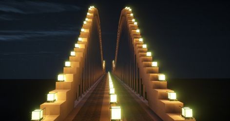 THE WAVE - Modern Suspension Bridge Minecraft Map Minecraft Bridge Large, Suspension Bridge Minecraft, Minecraft Modern Bridge, Pont Minecraft, Minecraft Bridge Ideas Long, Minecraft Modern, Minecraft Funny, Minecraft Map, Suspension Bridge