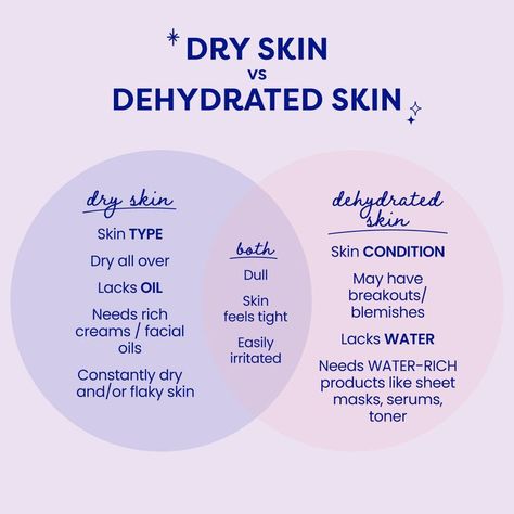 Oily Dehydrated Skin Skincare Routine, Dry Dehydrated Skin Routine, Dehydrated Skincare Routine, Skin Care For Dry Flaky Skin, Dry Vs Dehydrated Skin, Dehydrated Skin Care Routine, Hydrate Skin Face, Skin Anatomy, Basic Skincare