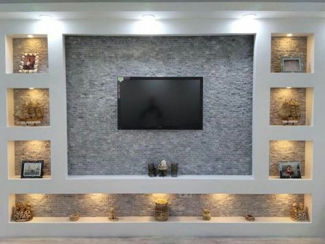 Stone Wall Cladding Living Room Wall Decorating Ideas | Natural Wall Stone Cladding Tiles Rigips Ideas, Tv Wand Design, Living Room Wall Designs, Modern Tv Wall Units, Living Room Wall Units, Stone Wall Cladding, Modern Tv Wall, Wall Tv Unit Design, House Ceiling Design