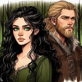 Black Curly Hair Pale Skin, Curly Hair Pale Skin, Dark Forest Drawing, Long Black Curly Hair, Long Hair Drawing, Hair Pale Skin, Forest Drawing, Blonde Ponytail, Black Curly