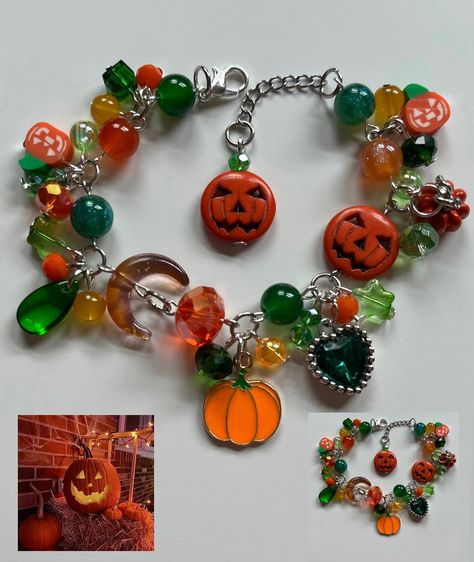 Halloween Bracelets pt3! 🎃👻🌙✨ • I’M SO EXCITED FOR HALLOWEEN!!!! • How to purchase? linked in bio, depop, vinted, or dm me to order! • ( i do not place orders from dms, i only take orders from depop or vinted due to cheaper shipping prices) • • • #bracelet #handmade #halloween #beaded #beadedjewelry #pumpkin #pumpkinspice #sunflowers #orangebeads #blackbeads #purplebeads #smallbusiness #jewelry #greenbeads #halloweenjewelry #beadjewelry #autumn #vampire #charms #beadsjewelry #autumnvibes #je... Autumn Jewelry, Halloween Bracelet, Jewelry Accessories Ideas, Accessories Ideas, Bracelet Ideas, Fall Jewelry, Halloween Jewelry, Jewerly Diy, Handmade Bracelet