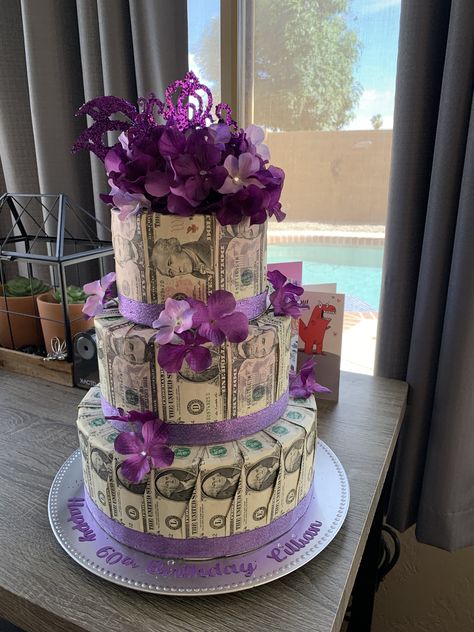 Money Cakes, Pink Money Cake Birthday, Money Bday Cake, Money Bday Cake Ideas, Money Pulling Cake Design, Money Coming Out Of Cake, Money Creation, Money Cake, Money Bouquet