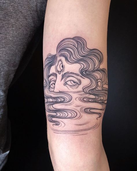 Water Nymph, Mystical Tattoos, Surreal Tattoo, Horror Tattoo, Tattoo Style Drawings, Dark Tattoo, Black Ink Tattoos, Eye Tattoo, Fine Line Tattoos